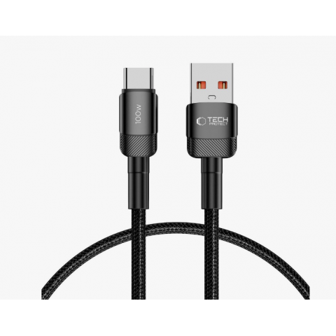 Laidas USB - USB C 0.5m 100W pintas juodas Tech-Protect UltraBoost